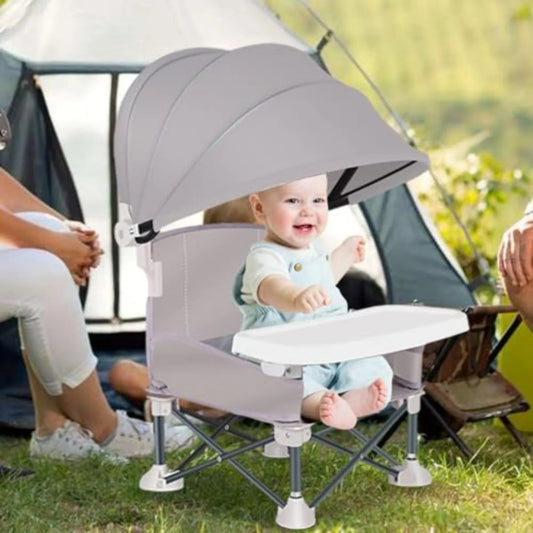 Chaise d'alimentation portable pour bébé, siège suréWerpliant avec parasol, parfait pour voyager, pelouse, plage, extérieur